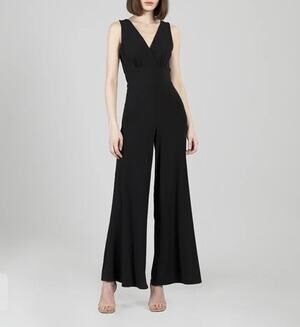 CLARA SUNWOO Signature Jumpsuit Sleeveless Wide Leg Sz Medium Black Classic